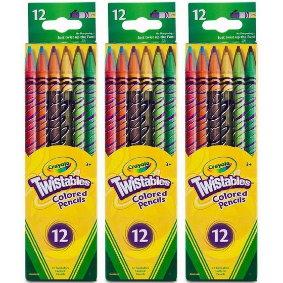 Crayola 071662574086 Twistables Pencils, Assorted Colors 12 Ea (Pack of 3)