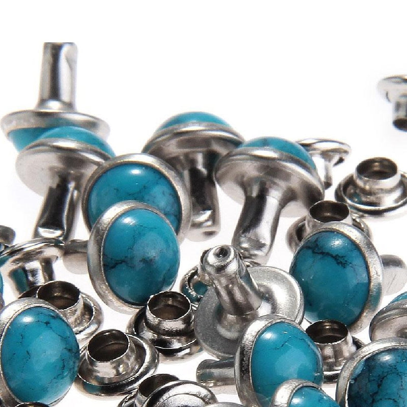 RUBYCA Blue Turquoise Rapid Rivets Studs DIY Leather-Craft for Bag Shoes Bracelet Tandy Leather 8MM 100pcs