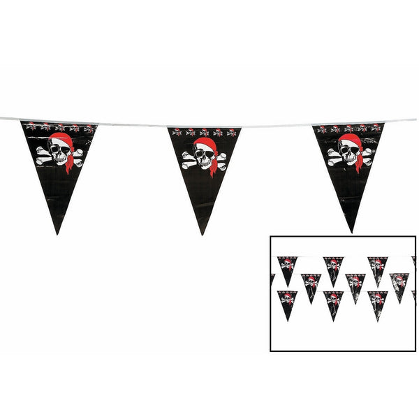 Fun Express Plastic 100 Foot Pirate Pennant Banner with 48 Flags (12" X 18")