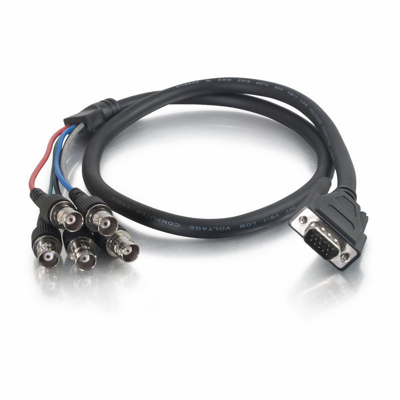C2G 02568 Premium HD15 VGA Male to RGBHV (5-BNC) Female Video Cable, Black (3 Feet, 0.91 Meters)