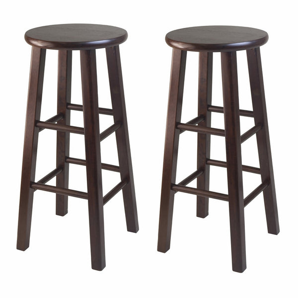 Winsome 29-Inch Square Leg Bar Stool, Antique Walnut, Set of 2