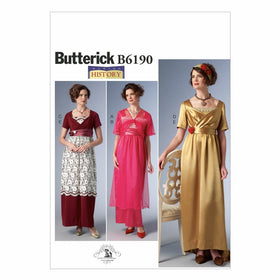 BUTTERICK PATTERNS Butterick B6190 E5 Empire-Waist Dress, Jacket and Headbands Sewing Pattern, Size 14-16-18-20-22
