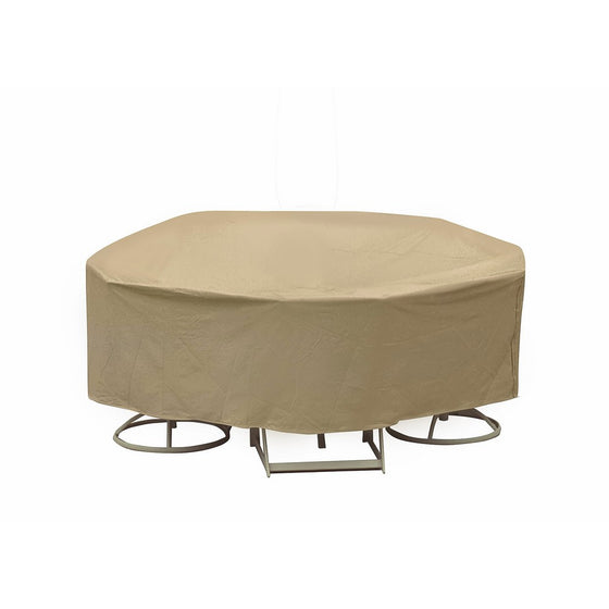 Protective Covers Weatherproof Patio Table and Chair Set Cover, 60 Inch Round Table, Tan
