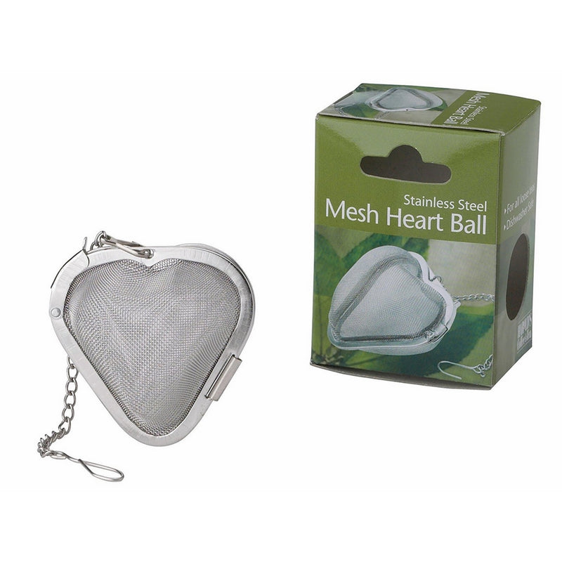 HIC Heart Shaped Loose Tea Leaf Strainer and Herbal Infuser, 18/8 Stainless Steel, Mesh Tea Ball, 2.5-Inch