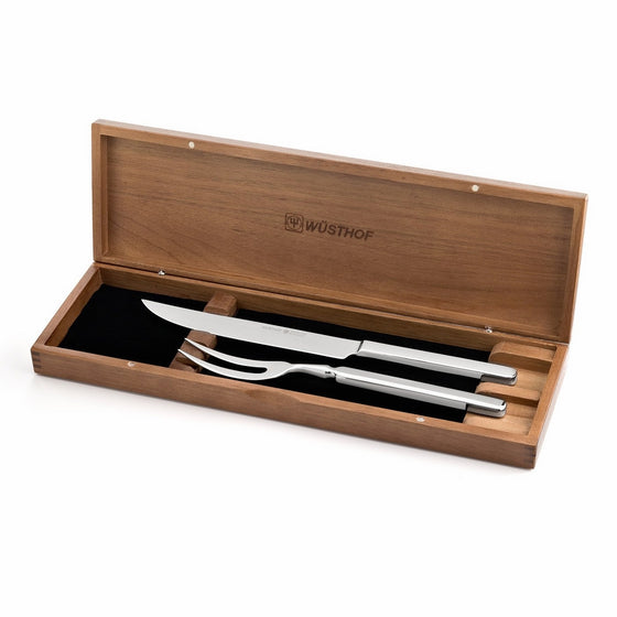 Wusthof 2 Piece Stainless Steel Carving Set in Walnut Chest