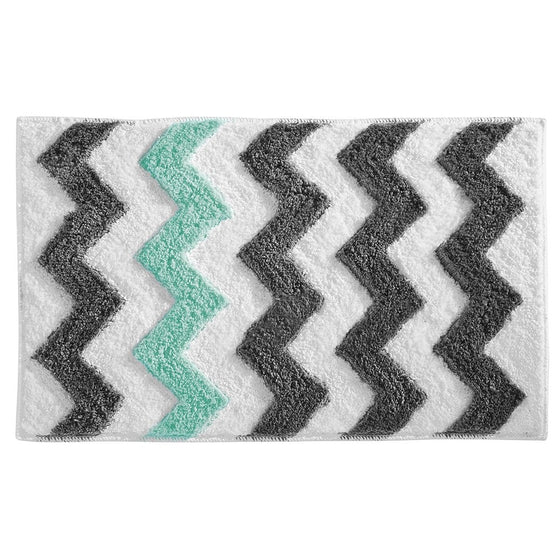 InterDesign Microfiber Chevron Rug, 34 x 21-Inch, Gray/Aruba