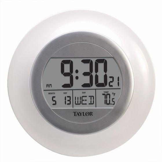 Taylor Wireless Digital Atomic Wall Clock with Indoor Temperature