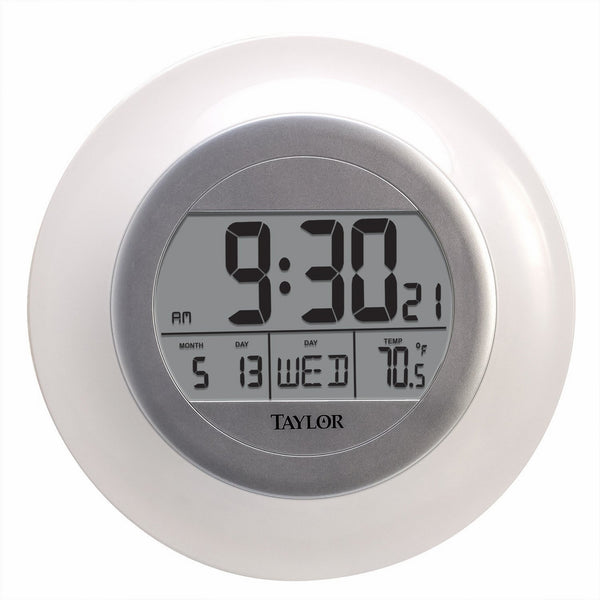 Taylor Wireless Digital Atomic Wall Clock with Indoor Temperature