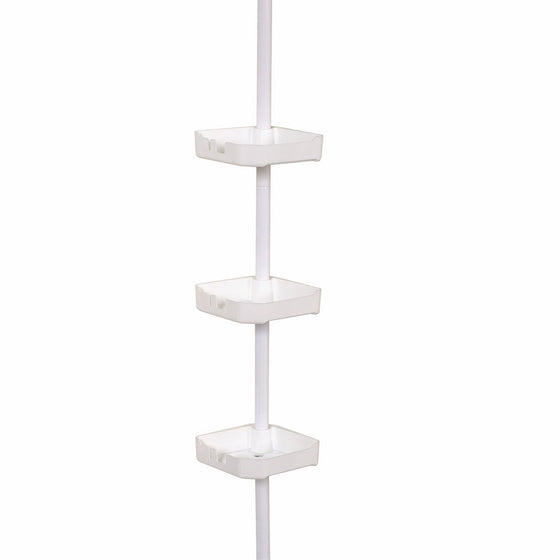 Zenna Home 371W, Tension Corner Pole Caddy, White