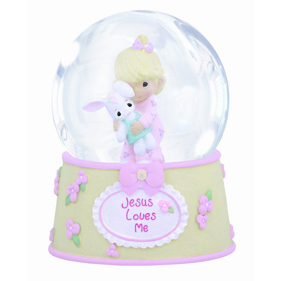 Precious Moments,Jesus Loves Me, Resin/Glass Snow Globe, Girl, Musical, 132102