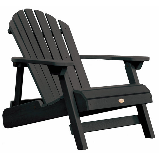 Highwood Hamilton Folding and Reclining Adirondack Chair, Adult Size, Black