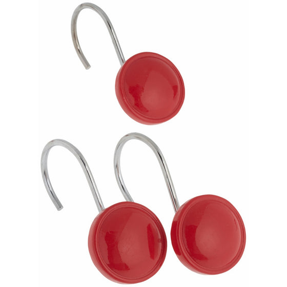 Carnation Home Fashions Color Rounds Ceramic Resin Shower Curtain Hook, Red