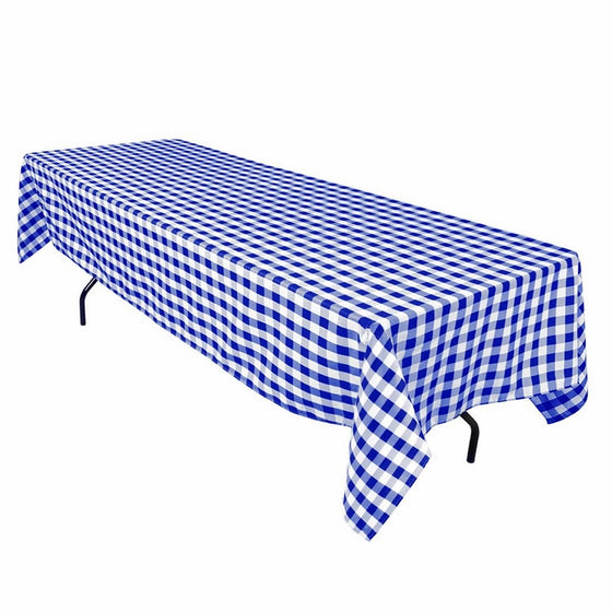 LinenTablecloth 60 x 126-Inch Rectangular Polyester Tablecloth Blue & White Checker