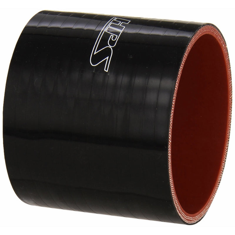 HPS HTSC-312-BLK Silicone High Temperature 4-Ply Reinforced Straight Coupler Hose, 75 PSI Maximum Pressure, 3" Length, 3-1/8" ID, Black