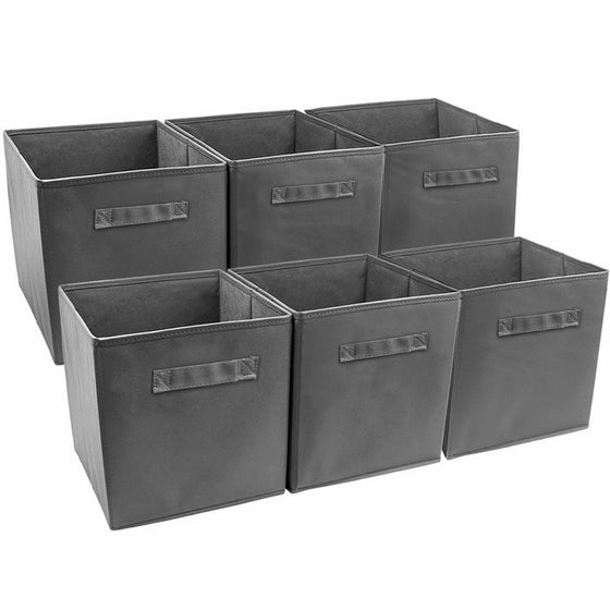 Sorbus Collapsible Storage Bin, Grey (Pack of 6)