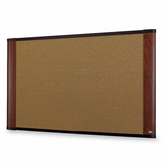 3M 36" x 24" Cork Board, Mahogany Finish Frame (C3624MY)