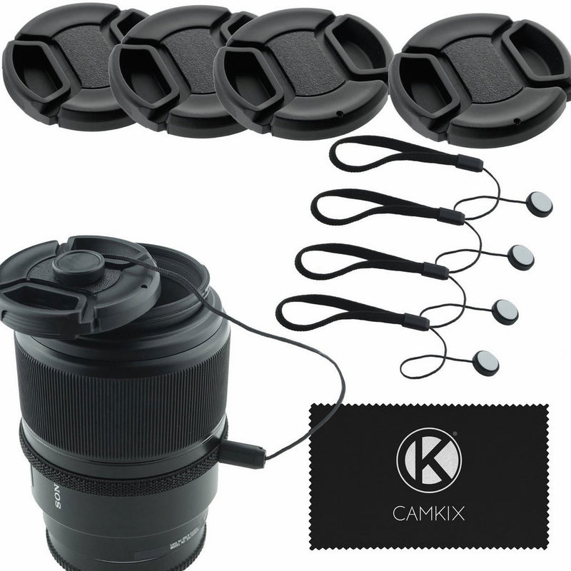 Lens Cap Bundle - 4 Snap-on Lens Covers for DSLR Cameras including Nikon, Canon, Sony - Lens Cap Keepers included (67mm)