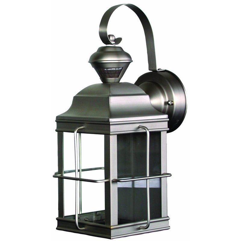 Heath Zenith HZ-4144-NB Motion-Sensing 4-Sided New-England-Style Lantern, Brushed Nickel