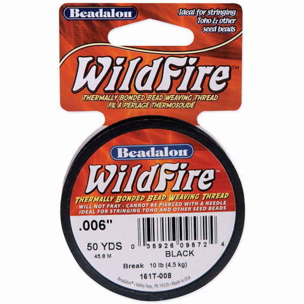 Beadalon Wildfire Thermal Bonded Beading Thread .006 Inch - Black - 50 Yd