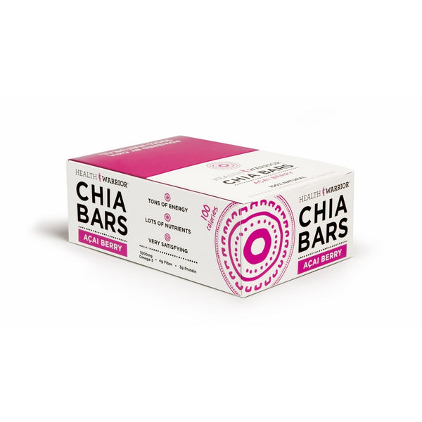 Health Warrior Chia Bars, Acai Berry, Gluten Free, Vegan, 25g bars, 15 Count