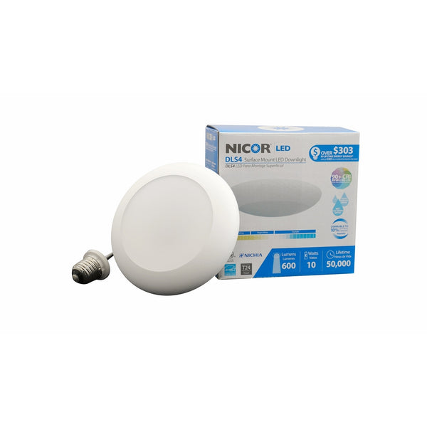 NICOR Lighting Dimmable Surface Mount 3000K LED Downlight Kit for 4-Inch Housings, White Trim (DLS4-2006-120-3K-WH)