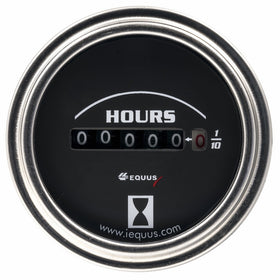Equus 7210 2" Hourmeter, Chrome with Black Dial