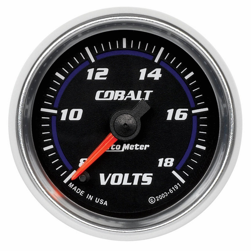 Auto Meter 6191 Cobalt 2-1/16" 8-18V Full Sweep Electric Voltmeter