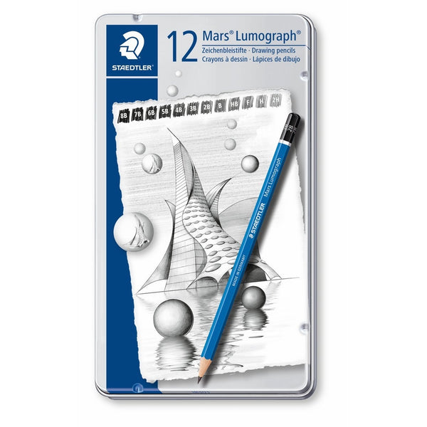 Staedtler Lumograph Graphite Drawing & Sketching Pencils, Soft Set of 12 Degrees (100G12S)