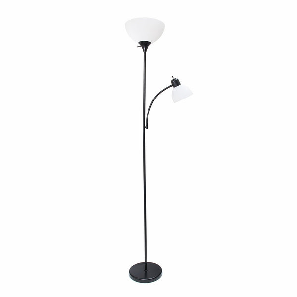 Simple Designs Home LF2000-BLK Mother-Daughter Floor Lamp with Reading Light, 71.5" x 15.5" x 10", Black