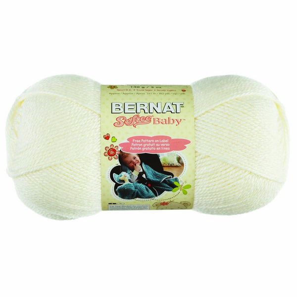 BernatSoftee Baby Solid Yarn - (3) Light Gauge 100% Acrylic - 5oz- White-Machine Wash & Dry