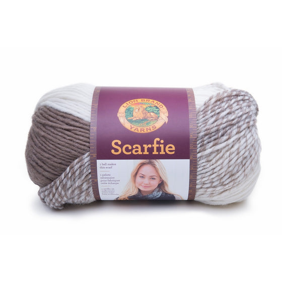 Lion Brand Yarn 826-206 Scarfie Yarn, Cream/Taupe