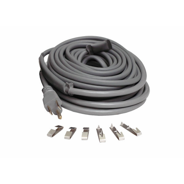 WRAP-ON Roof and Gutter Deicing Cable - 20'Grey Electric Heating Cord with 3 Prong Plug & 120 Volt Operation - 14020