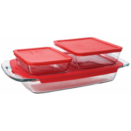 Pyrex Easy Grab 6-Piece Glass Bakeware and Food Storage Set