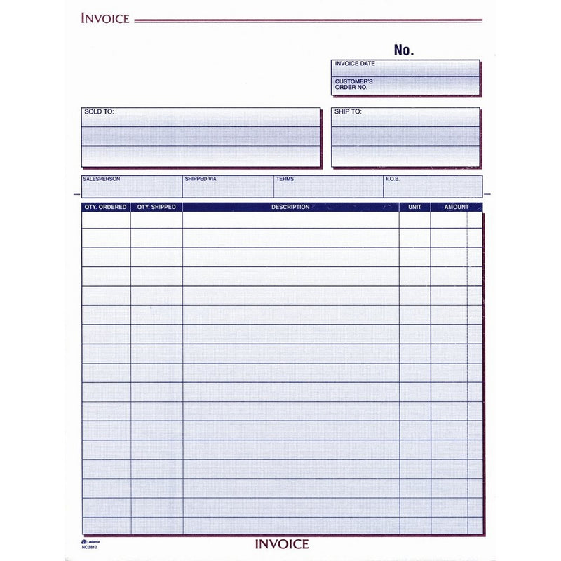 Adams Invoice Unit Set, 8.5 x 11.44 Inch, 2-Part, Carbonless, 50-Pack, White and Canary (NC2812-50)