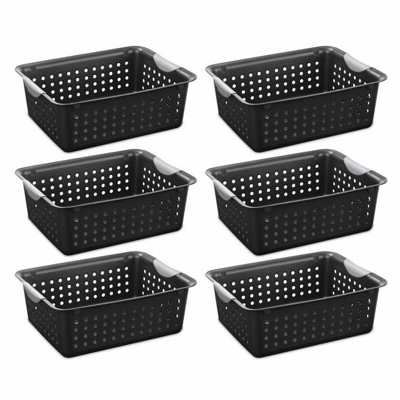 STERILITE 16249006 Medium Ultra Basket, Black Basket w/Titanium Inserts, 6-Pack