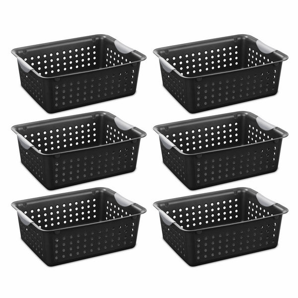 STERILITE 16249006 Medium Ultra Basket, Black Basket w/Titanium Inserts, 6-Pack