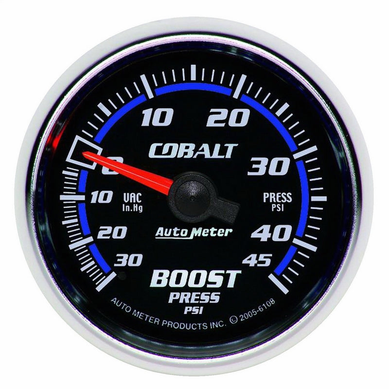 Auto Meter 6108 Cobalt 2-1/16" 30 in. Hg/45 PSI Mechanical Vacuum/Boost Gauge