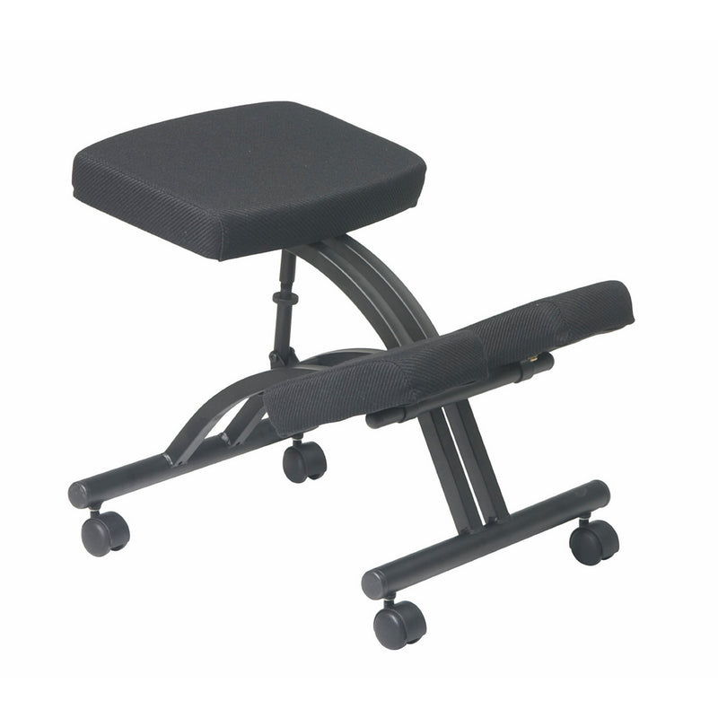 Office Star Ergonomically Designed Knee Chair with Casters, Memory Foam and Black Metal Base Black