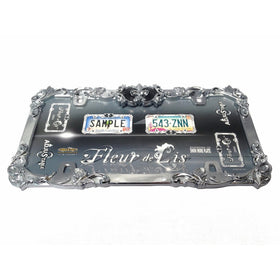 Cruiser Accessories Fleur De Lis License Plate Frame with Adjustable Emblem (Chrome with Black Accent)