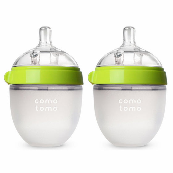 Comotomo Baby Bottle, Green, 5 Ounce, 2 Count