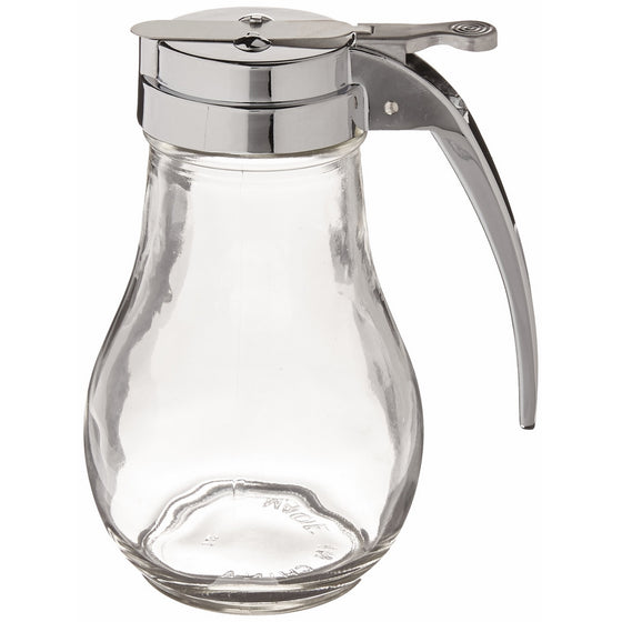 Tablecraft H414 Syrup Dispenser with Chrome Plated Metal Top, 14 oz, Clear