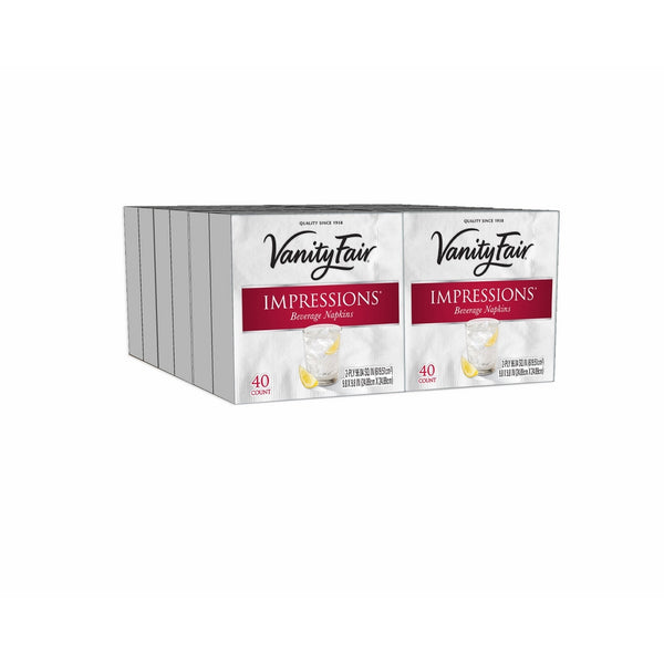 Vanity Fair Entertain Beverage Napkins, 480 Count, Cocktail Paper Napkins,12 Packs of 40 Napkins