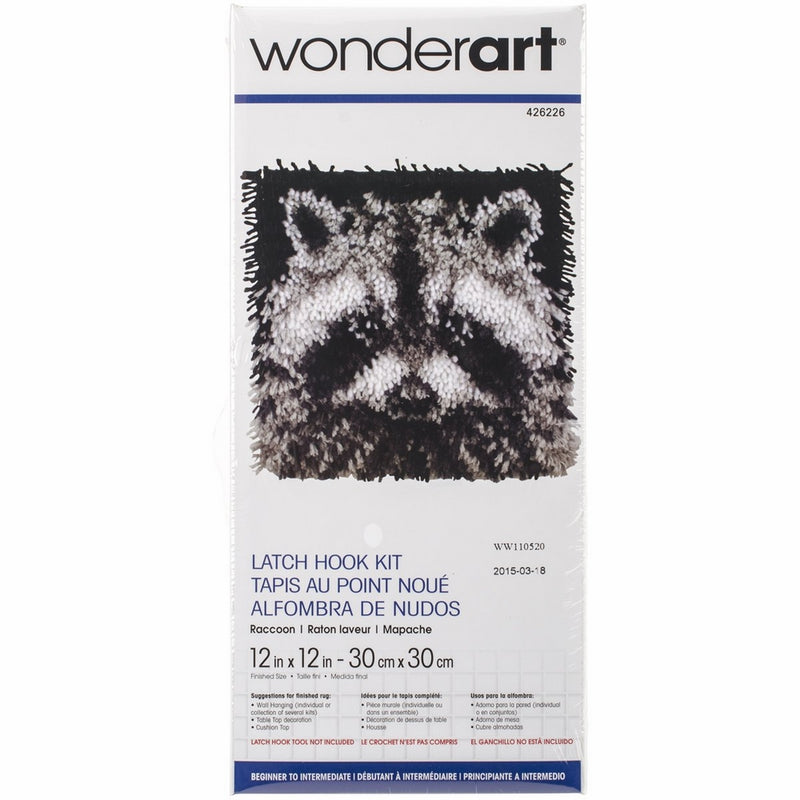 WonderArt Raccoon Latch Hook Kit, 12" X 12"