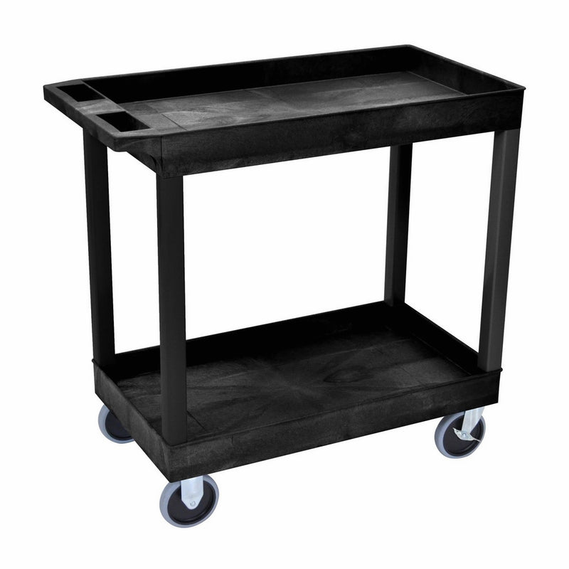 LUXOR EC11HD-B High Capacity 2 Tub Shelves Cart in Black