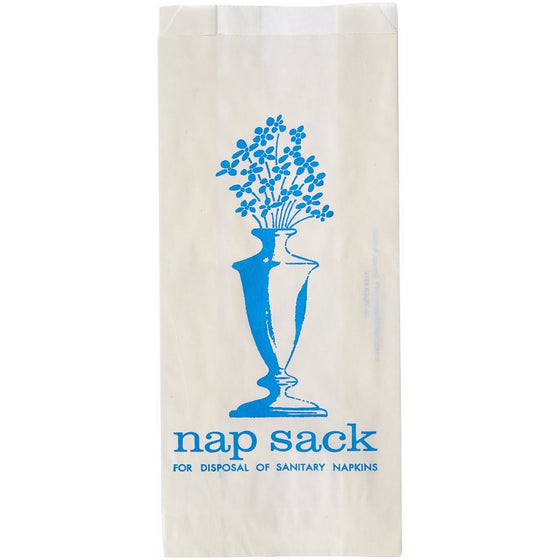Bagcraft Papercon 300314 Sanitary Disposable Bag with Blue Ink Printed, "Nap-Sack", 9" Length x 4" Width x 2" Height (Case of 1000)