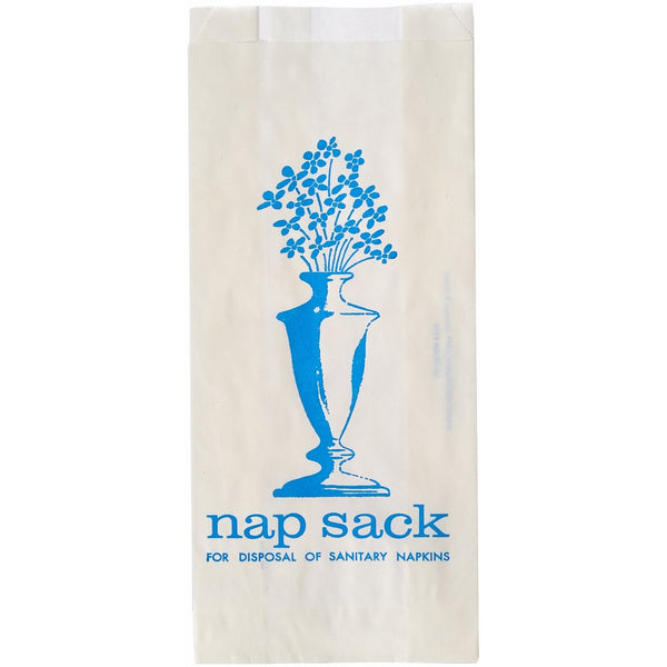 Bagcraft Papercon 300314 Sanitary Disposable Bag with Blue Ink Printed, "Nap-Sack", 9" Length x 4" Width x 2" Height (Case of 1000)