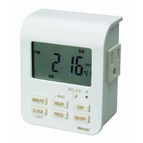 Woods 50009WD Indoor 7-Day Heavy Duty Digital Plug-In Timer, 2 Grounded Outlets