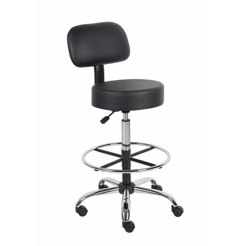 Boss Office Products B16245-BK Be Well Medical Spa Drafting Stool with Back,Black