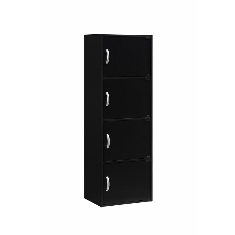 Hodedah 4 Door, Four Shleves, Enclosed Storage Cabinet, Black