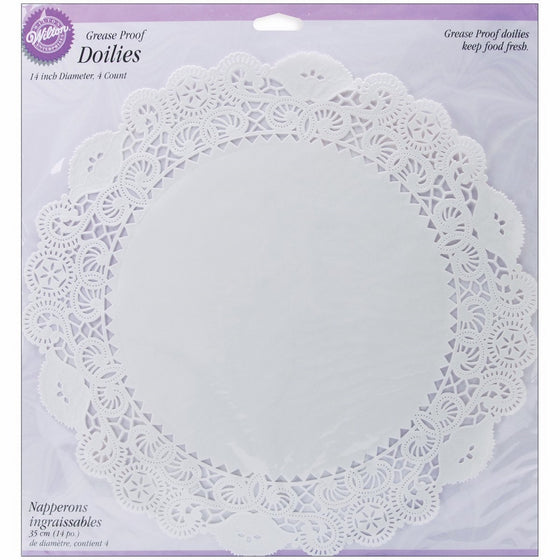 Wilton 369572 Greaseproof Doilies, 14-Inch, White Circle, 4-Pack